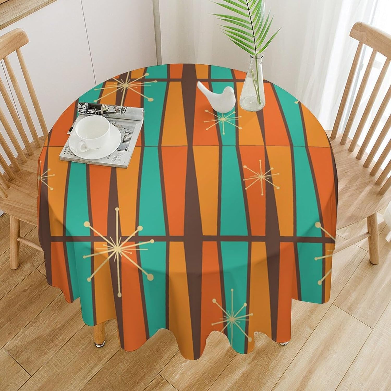 Century Textile & Sewing Supply Online Shopping - Toalha de Mesa Redonda Geométrica Laranja
