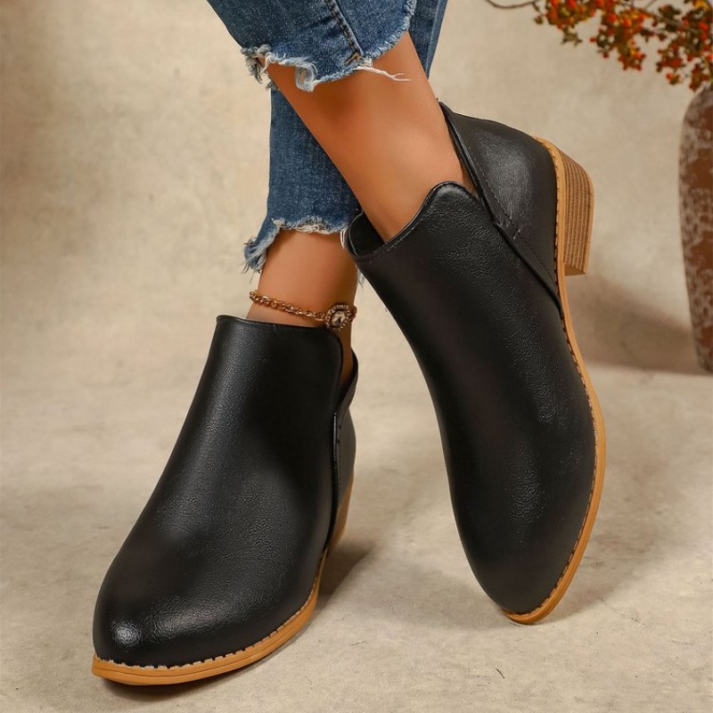 Sewing Zipper - Botas de tornozelo femininas dedo do