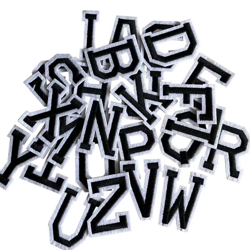 Interfacing Iron On - 10PCS, 26PCS/A~Z Letras do Alfabeto Pretas
