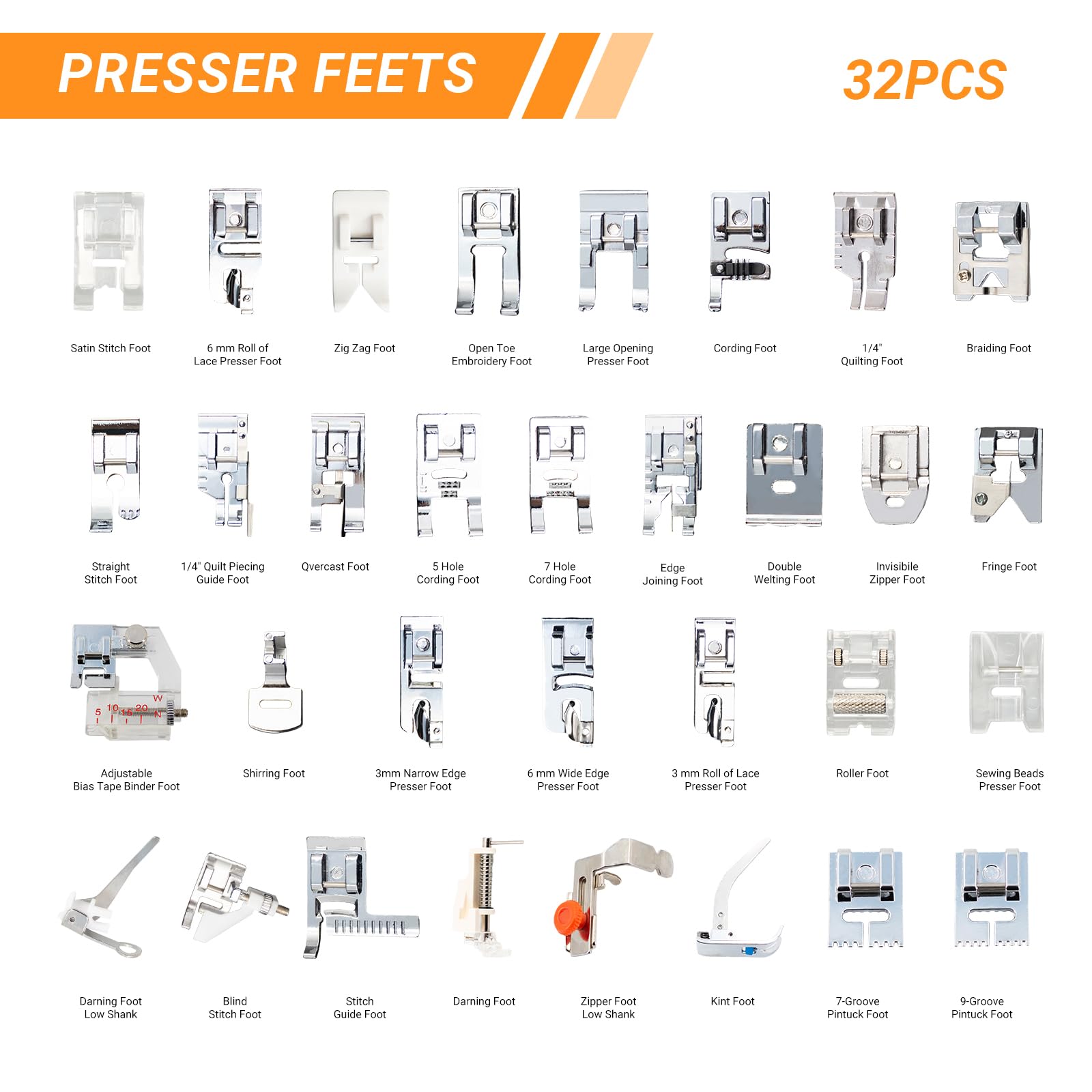 Zipper Foot Presser - Kit de calcador de costura multifuncional