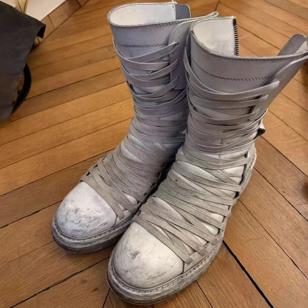 Sewing Zipper - Botas de Caminhada Brancas com Cadarços