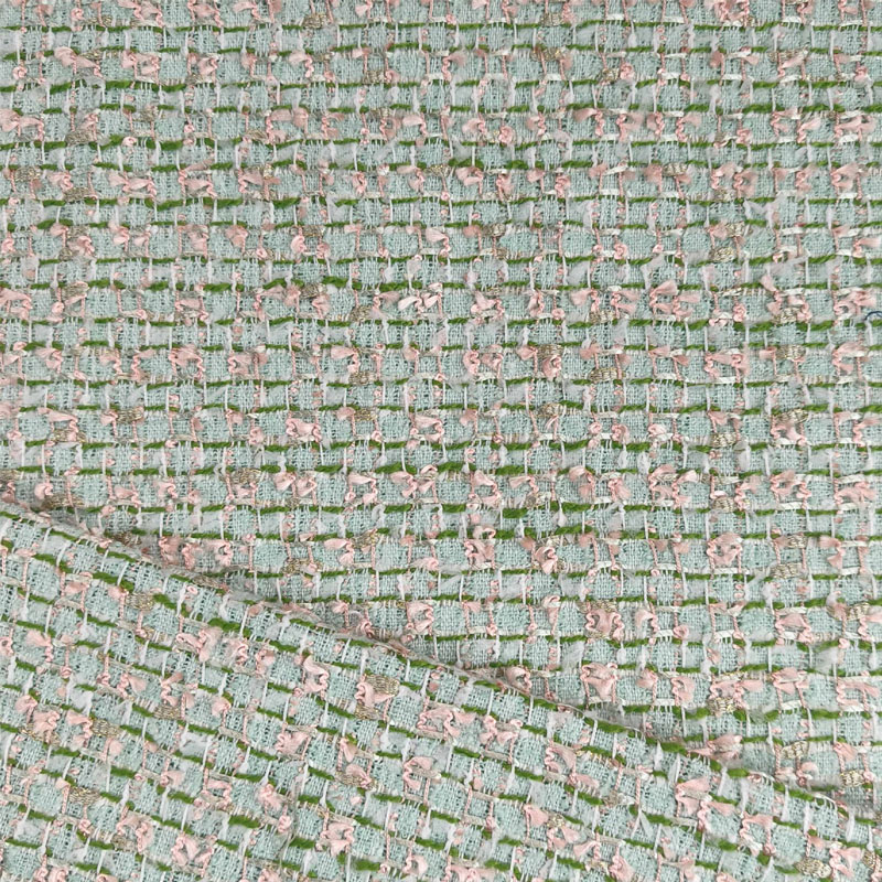 Sewing Tweed - Tecido Tweed Trançado com Fita Verde/Vermelha