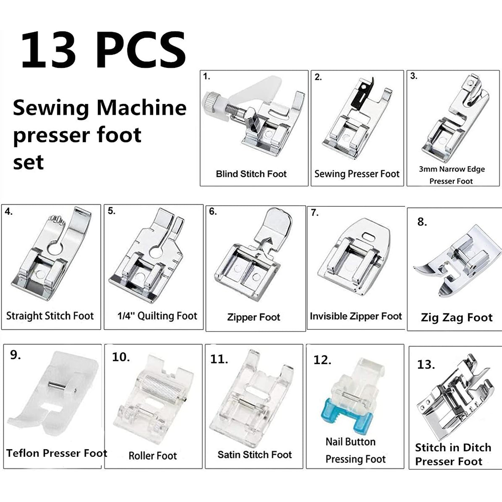 13 pçs/caixa calcador conjunto - Zipper Foot Presser avaliação e preço